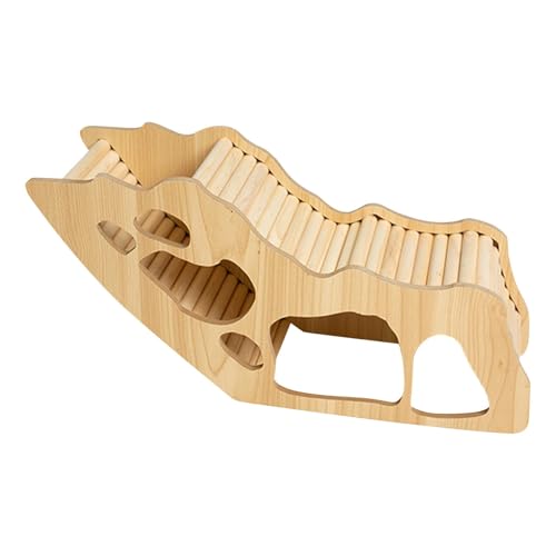 Rixotix Hamsterversteck & Tunnel Set aus Holz – inklusive Leiter, Brücke, Haus, ideal für Syrer, Zwerghamster – langlebig, sicher, und lustiges Käfigzubehör von Rixotix