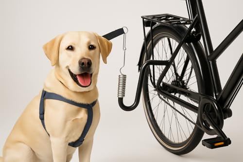 Führhalter Abstandhalter Expander Fahrradhalter Fahrradleine Hund Biker Set Fahrrad Hundeleine - Stahl Silber/schwarz/Nylon - ca. 125 cm - Schnellbefestigungsmechanismus - inkl. Befestigungsmaterial von Riyashop