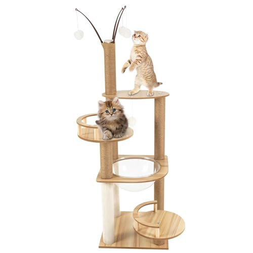 RjcdOPL Kratzbaum für Katzen, 4 Ebenen, 132 cm, dick und stabil, Pfosten mit Hanfseilen und Fleece, kratzfest von RjcdOPL