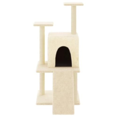 Rlxzsn Katzen-Kratzbaum Katzenspielzentrum Säulen mit Natürlichem Sisal Umwickelt Katzenmöbel Mehrstufige Katzenturm Katzenhaus Indoor Tätigkeitsbereich für Haustiere Creme 78,5x60x110 cm von Rlxzsn