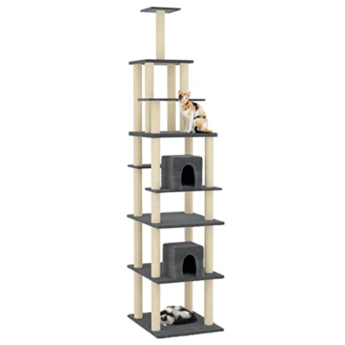 Rlxzsn Katzen-Kratzbaum Katzenspielzentrum Säulen mit Natürlichem Sisal Umwickelt Mehrstufige Katzenturm Katzenhaus Katzenmöbel Indoor Tätigkeitsbereich für Haustiere Dunkelgrau 48x60x216 cm Rlxzsn Katzen-Kratzbaum Katzenspielzentrum Säulen mit Natürlichem Sisal Umwickelt Mehrstufige Katzenturm Katzenhaus Katzenmöbel Indoor Tätigkeitsbereich für Haustiere Dunkelgrau 48x60x216 cm von Rlxzsn