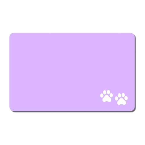 Rnivvi Hundefuttermatte, 30,5 x 48,3 cm, Fußabdruck, saugfähig, für Futter und Wasser, niedlicher rutschfester Gummi-Teppich, schützt Böden, Welpen-Tischset zum Füttern und Gießen, Violett Rnivvi Hundefuttermatte, 30,5 x 48,3 cm, Fußabdruck, saugfähig, für Futter und Wasser, niedlicher rutschfester Gummi-Teppich, schützt Böden, Welpen-Tischset zum Füttern und Gießen, Violett von Rnivvi
