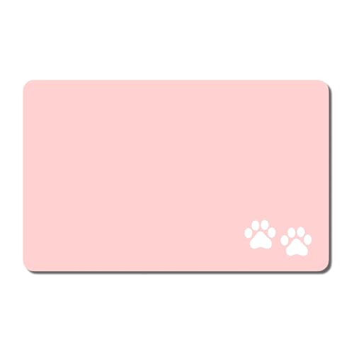 Rnivvi Hundefuttermatte, 30,5 x 48,3 cm, Hundematte für Futter und Wasser, saugfähige Katzennapf-Matte schützt Böden, niedliche Katzenfuttermatte zum Füttern und Gießen, Haustier-Füttermatte, rosa von Rnivvi