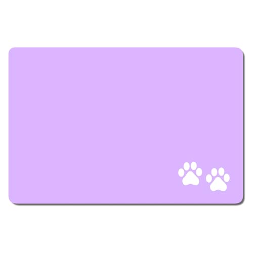 Rnivvi Hundefuttermatte, 40,6 x 61 cm, Fußabdruck, saugfähig, für Futter und Wasser, niedlicher rutschfester Gummi-Teppich, schützt Böden, Welpen-Tischset zum Füttern und Gießen, Violett Rnivvi Hundefuttermatte, 40,6 x 61 cm, Fußabdruck, saugfähig, für Futter und Wasser, niedlicher rutschfester Gummi-Teppich, schützt Böden, Welpen-Tischset zum Füttern und Gießen, Violett von Rnivvi