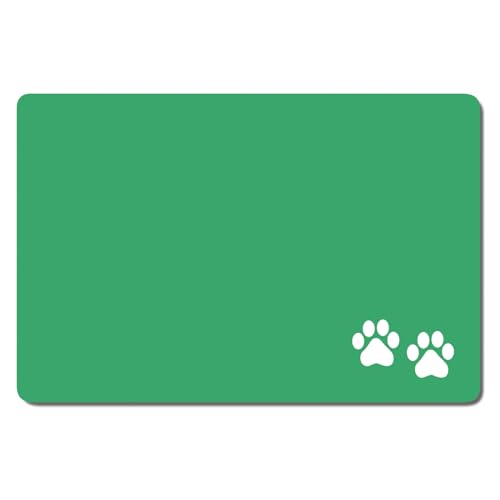 Rnivvi Hundefuttermatte, 40,6 x 61 cm, Hundematte für Futter und Wasser, saugfähige Katzennapf-Matte schützt Böden, niedliche Katzenfuttermatte zum Füttern und Gießen, Haustier-Füttermatte, grüner von Rnivvi