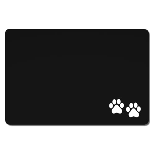 Rnivvi Hundefuttermatte, 40,6 x 61 cm, Hundematte für Futter und Wasser, saugfähige Katzennapf-Matte schützt Böden, niedliche Katzenfuttermatte zum Füttern und Gießen, Haustier-Futtermatte, schwarzer von Rnivvi