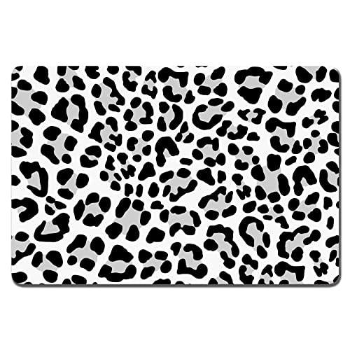Rnivvi Hundefuttermatte, 40.6x61 cm, Hundematte für Futter und Wasser, saugfähige Hundenapfmatte schützt Böden, rutschfeste Gummi-Futtermatte für Welpen, weißer Leopard von Rnivvi