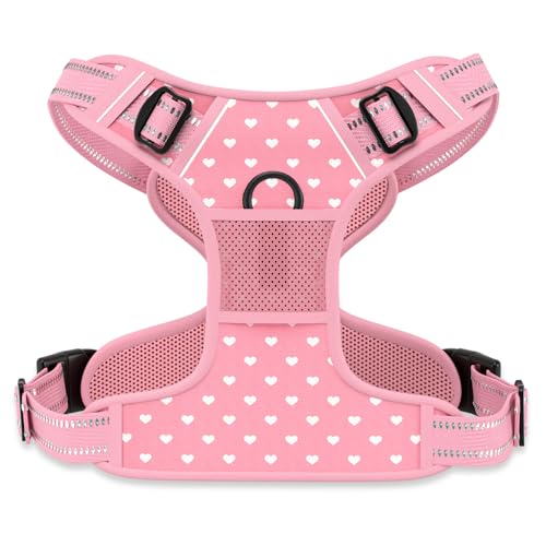 Rnivvi Hundegeschirr gegen Ziehen, niedlich, reflektierend, Größe XL, verstellbar, weich gepolstert, für große Hunde, robuste Haustierweste mit Griff für Spaziergänge, Training, rosa Herzen Rnivvi Hundegeschirr gegen Ziehen, niedlich, reflektierend, Größe XL, verstellbar, weich gepolstert, für große Hunde, robuste Haustierweste mit Griff für Spaziergänge, Training, rosa Herzen von Rnivvi