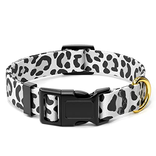 Rnivvi Hundehalsband, personalisierbar, verstellbar, für kleine Hunde, niedliches Leoparden-Welpenhalsband für Jungen und Mädchen, weiche, Laufen, Weiß von Rnivvi