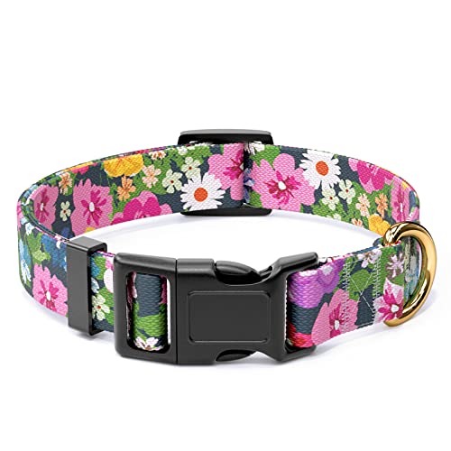 Rnivvi Hundehalsband, personalisierbar, verstellbar, für kleine Hunde, niedliches Welpenhalsband für Jungen und Mädchen, weiche, Laufen, elegantes Blumenmuster von Rnivvi