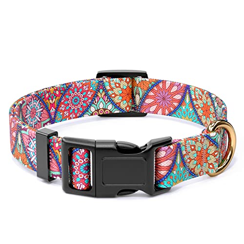 Rnivvi Hundehalsband, personalisierbar, verstellbar, für mittelgroße Hunde, niedliches Welpenhalsband für Jungen und Mädchen, Laufen, schönes Mandala-Halsband von Rnivvi