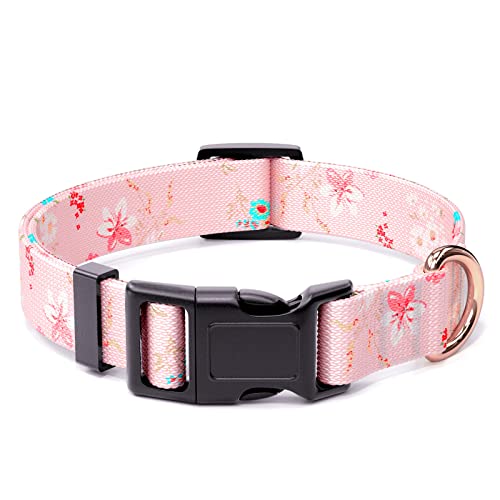 Rnivvi Hundehalsband, personalisierbar, verstellbares Hundehalsband für kleine Hunde, niedliches florales Welpenhalsband für Jungen und Mädchen, weiche, Laufen, Rosa von Rnivvi