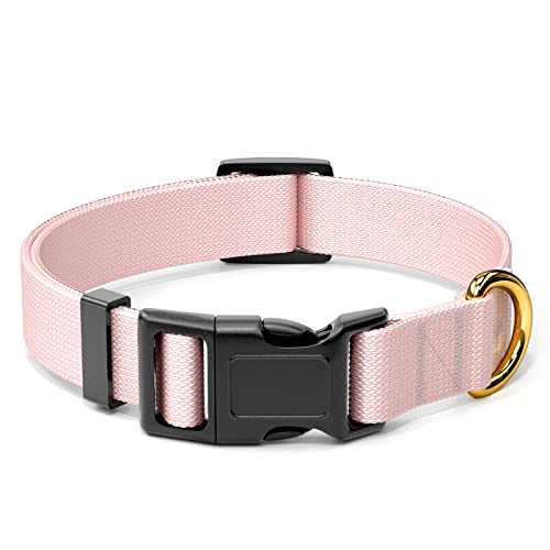 Rnivvi Hundehalsband, verstellbar, rosa Hundehalsbänder für mittelgroße Hunde, niedliches Welpenhalsband für Jungen und Mädchen, klassisch, strapazierfähig, mit Schnellverschluss-Schnalle zum von Rnivvi