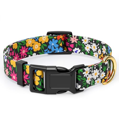 Rnivvi Hundehalsband für große Hunde, niedliches Blumenmuster, strapazierfähig, verstellbar, Welpenhalsband mit Schnellverschluss-Schnalle für Mädchen und Frauen, Haustierzubehör zum Spazierengehen, Rnivvi Hundehalsband für große Hunde, niedliches Blumenmuster, strapazierfähig, verstellbar, Welpenhalsband mit Schnellverschluss-Schnalle für Mädchen und Frauen, Haustierzubehör zum Spazierengehen, von Rnivvi