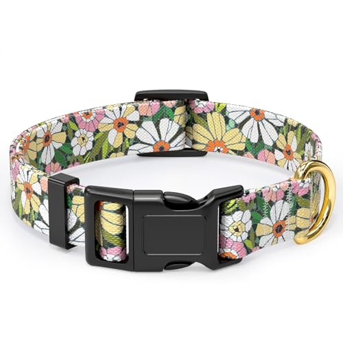 Rnivvi Hundehalsband für mittelgroße Hunde, niedliches Blumenmuster, strapazierfähig, verstellbar, Welpenhalsband mit Schnellverschluss-Schnalle für Mädchen und Frauen, Haustierzubehör zum Rnivvi Hundehalsband für mittelgroße Hunde, niedliches Blumenmuster, strapazierfähig, verstellbar, Welpenhalsband mit Schnellverschluss-Schnalle für Mädchen und Frauen, Haustierzubehör zum von Rnivvi