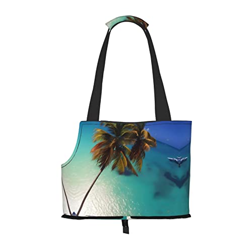 Beach Coconut Sunshine tragbare Haustier-Umhängetasche, idealer Begleiter für Haustiere auf Reisen, Tragfähigkeit 10 kg, Sichtöffnung, Design mit Kragenhaken von RoMuKa