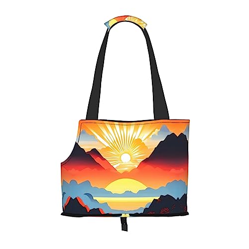 Bright Sunrise tragbare Haustier-Umhängetasche, idealer Begleiter für Haustiere auf Reisen, Tragfähigkeit 10 kg, Sichtöffnung, Design mit Kragenhaken von RoMuKa