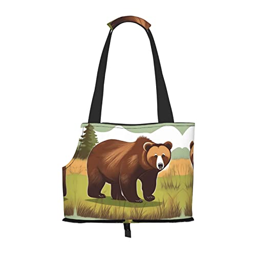 Brown Bear Tragetasche für Haustiere, tragbar, ideal für Haustiere auf Reisen, Tragfähigkeit 10 kg, Sichtöffnung, Design mit Kragenhaken von RoMuKa