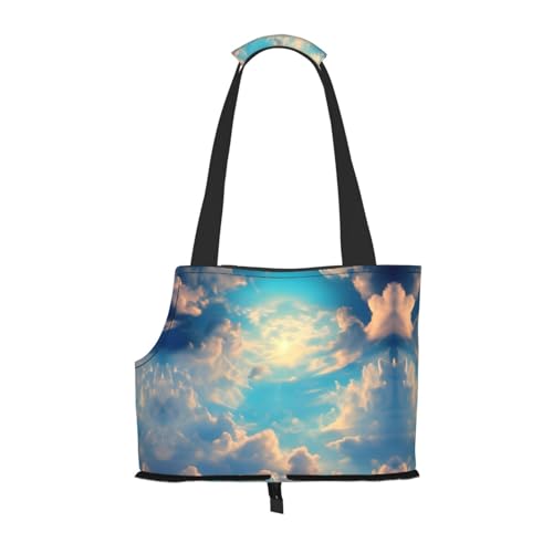 Cloudy Sky tragbare Haustier-Umhängetasche, idealer Begleiter für Haustiere auf Reisen, Tragfähigkeit 10 kg, Sichtöffnung, Design mit Kragenhaken von RoMuKa