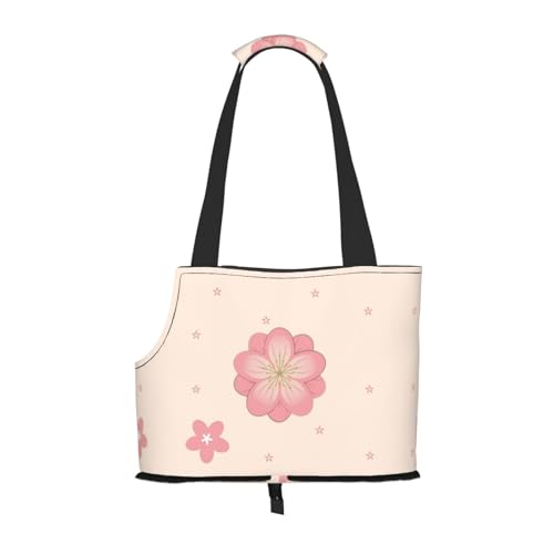 Little Pink Cherry Blossoms Tragbare Haustier-Schultertasche Idealer Begleiter für Haustiere auf Reisen Tragfähigkeit 10 kg Sichtöffnung Design Mit Kragen Haken von RoMuKa