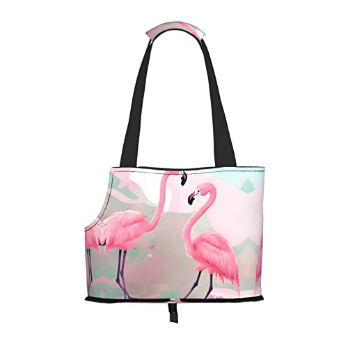 Love Flamingo Tragbare Haustier-Umhängetasche, idealer Begleiter für Haustiere auf Reisen, Tragfähigkeit 10 kg, Sichtöffnung, Design mit Kragenhaken von RoMuKa