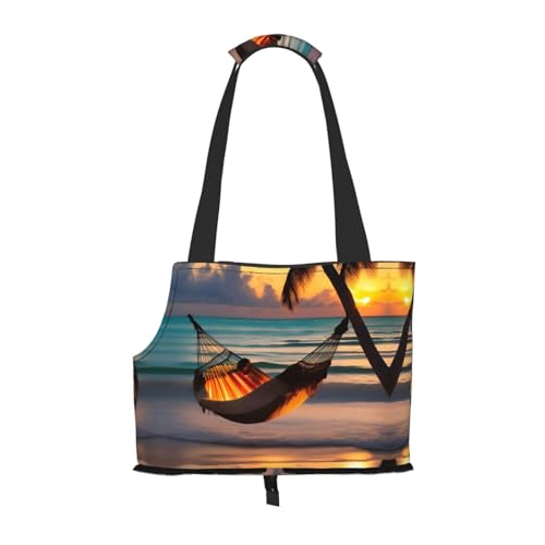 Sunset Beach Hammock Portable Pet Shoulder Bag Ideal Companion For Pets When Traveling Bearing Capacity 10kg Viewing Opening Design With Collar Hook von RoMuKa