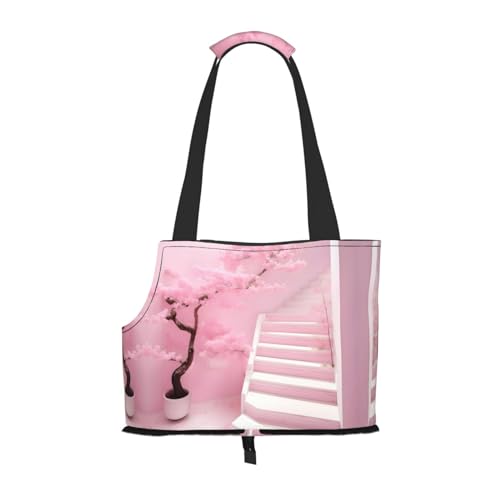 Tragbare Haustier-Schultertasche mit Kirschblütenmotiv, ideal für Haustiere, Tragfähigkeit 10 kg, mit Kragenhaken von RoMuKa