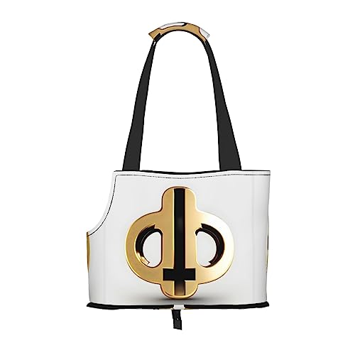 Tragbare Haustier-Schultertasche mit goldenem Muster, idealer Begleiter für Haustiere auf Reisen, Tragfähigkeit 10 kg, Sichtöffnung, Design mit Kragenhaken Tragbare Haustier-Schultertasche mit goldenem Muster, idealer Begleiter für Haustiere auf Reisen, Tragfähigkeit 10 kg, Sichtöffnung, Design mit Kragenhaken von RoMuKa