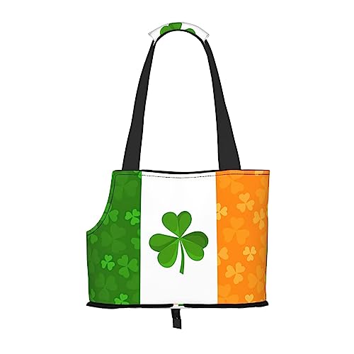 Tragbare Haustier-Schultertasche mit irischer Flagge, idealer Begleiter für Haustiere auf Reisen, Tragfähigkeit 10 kg, Sichtöffnung, Design mit Kragenhaken von RoMuKa
