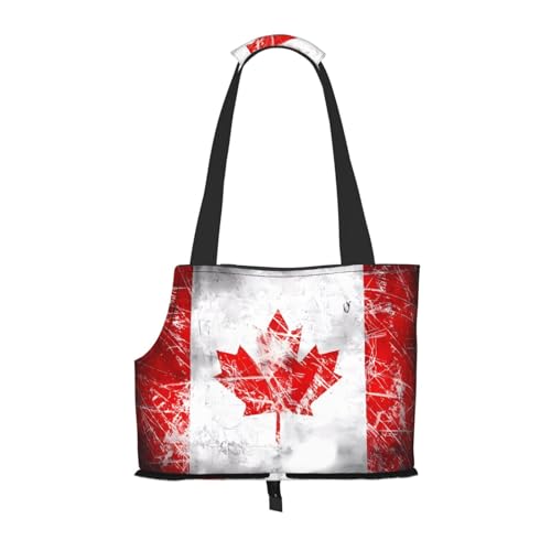 Tragbare Schultertasche mit Kanada-Flagge, ideal für Haustiere auf Reisen, Tragfähigkeit 10 kg, Öffnung, Design mit Kragenhaken von RoMuKa