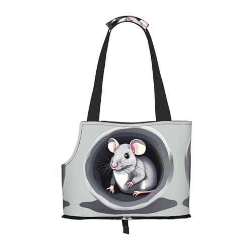 Tragbare Schultertasche mit Maus im Loch, idealer Begleiter für Haustiere auf Reisen, Tragfähigkeit 10 kg, Sichtöffnung, Design mit Kragenhaken von RoMuKa