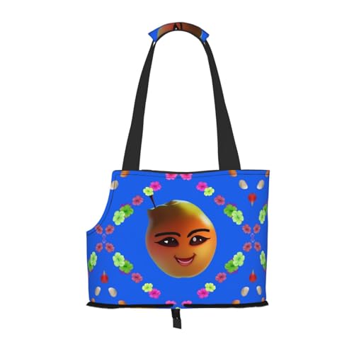 Tragbare Schultertasche mit Smiley-Motiv, ideal für Haustiere auf Reisen, Tragfähigkeit 10 kg, Sichtöffnung, Design mit Kragenhaken von RoMuKa