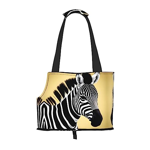 Tragbare Schultertasche mit Zebramuster, ideal für Haustiere auf Reisen, Tragfähigkeit: 10 kg, Öffnung, Design mit Kragen und Haken, Schwarz / Weiß von RoMuKa