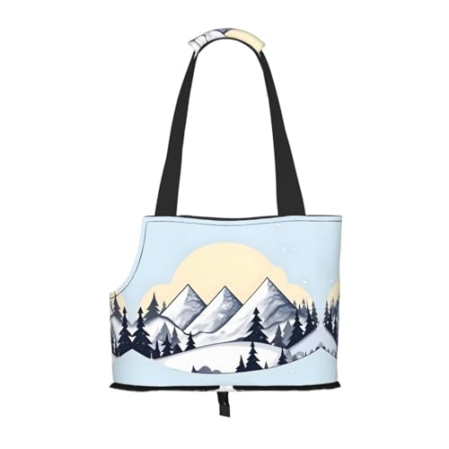 White Snowy Mountains Tragbare Haustier-Schultertasche, idealer Begleiter für Haustiere auf Reisen, Tragfähigkeit 10 kg, Sichtöffnung, Design mit Kragenhaken von RoMuKa