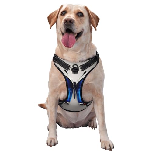 Hundegeschirr für Haustiere, mit Schmetterlingen, mittelgroß, Blau Hundegeschirr für Haustiere, mit Schmetterlingen, mittelgroß, Blau von RoMuka