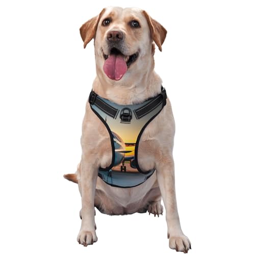 Hundegeschirr mit Flugzeugmotiv bei Sonnenuntergängen, mittlere Größe, für Outdoor-Reisen, Spaziergänge mit dem Hund Hundegeschirr mit Flugzeugmotiv bei Sonnenuntergängen, mittlere Größe, für Outdoor-Reisen, Spaziergänge mit dem Hund von RoMuka