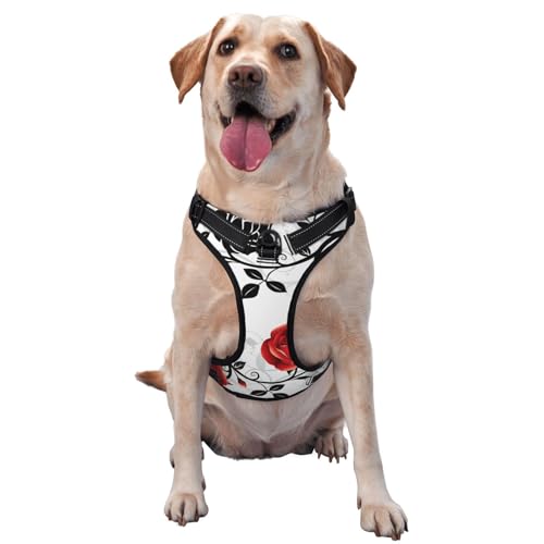 Hundegeschirr mit Rosenmuster und Blättern, Frühlingsweste für Haustiere, mittelgroß, für Outdoor-Reisen, Spaziergänge mit dem Hund Hundegeschirr mit Rosenmuster und Blättern, Frühlingsweste für Haustiere, mittelgroß, für Outdoor-Reisen, Spaziergänge mit dem Hund von RoMuka