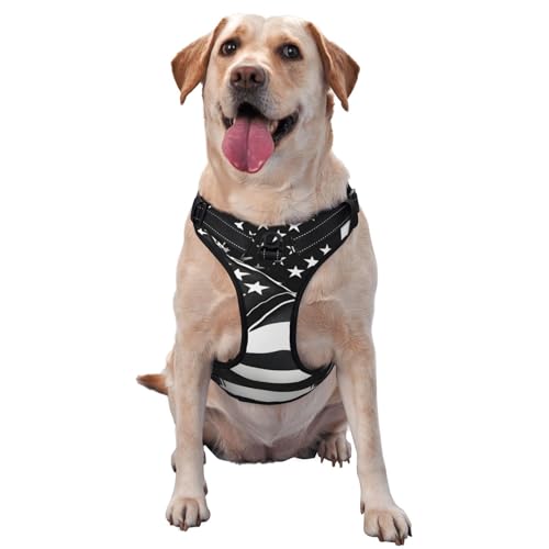 Hundegeschirr mit amerikanischer Flagge, Hundegeschirr, mittlere Größe, für Outdoor-Reisen, Spaziergänge, Schwarz und Weiß Hundegeschirr mit amerikanischer Flagge, Hundegeschirr, mittlere Größe, für Outdoor-Reisen, Spaziergänge, Schwarz und Weiß von RoMuka