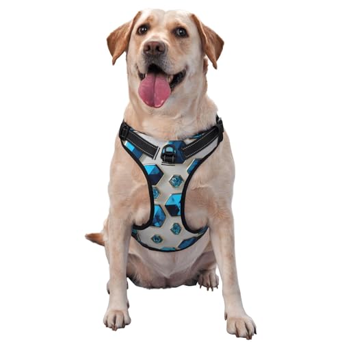 Hundegeschirr mit blauen Sechsecken und Diamanten, für den Außenbereich, Reisen, Spaziergänge mit Hunden Hundegeschirr mit blauen Sechsecken und Diamanten, für den Außenbereich, Reisen, Spaziergänge mit Hunden von RoMuka