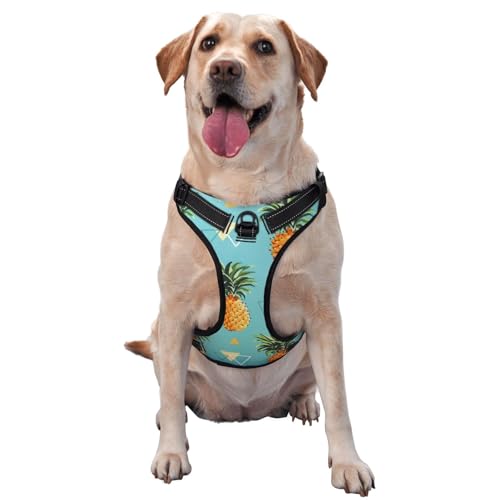 Hundegeschirr mit tropischen Früchten und Ananas, mittelgroß, für Outdoor-Reisen, Spaziergänge mit dem Hund Hundegeschirr mit tropischen Früchten und Ananas, mittelgroß, für Outdoor-Reisen, Spaziergänge mit dem Hund von RoMuka