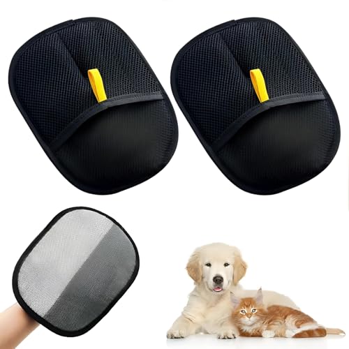 Pet Hair Remover Glove,RoadLoo 2 Stück Elektrostatisches Prinzip Fusselbürste Tierhaare Doppelseitige Antistatische Haustier Handschuhe Tierhaarentferner für Die Pflege von Haustieren Sofas und Teppic von RoadLoo