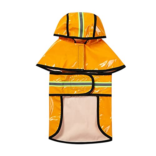 Hunde-Regenmantel mit Kapuze, wasserdichte Haustierkleidung, leichte Regenjacke mit reflektierenden Streifen für kleine, mittelgroße und große Hunde (M, gelb) von Roadoor