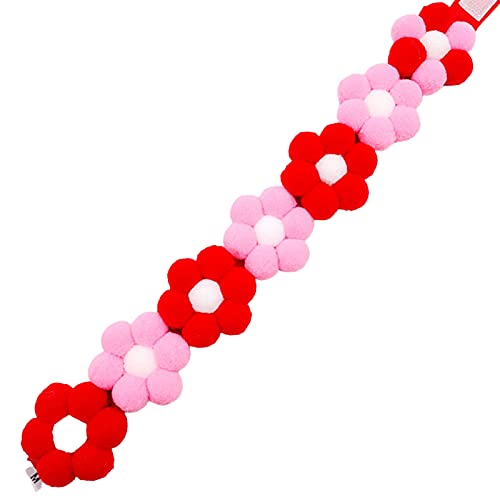 Hundehalsband für kleine, mittelgroße und große Hunde, verstellbar, Blumen-Dekor, Polyester, Kätzchenhalsband – Rot und Rosa Größe L von Roadoor