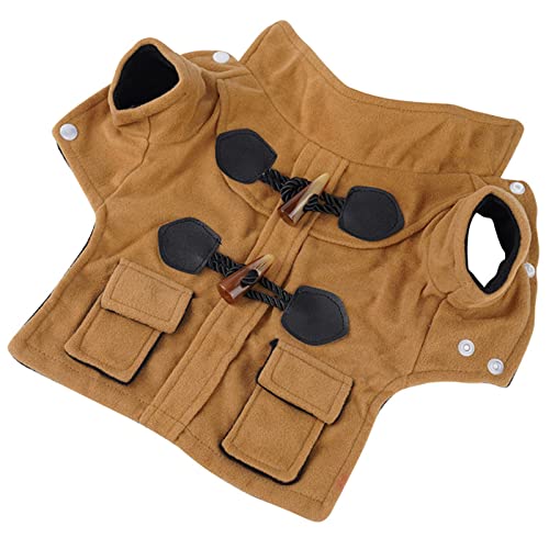 Hundemantel Wolle Braun Dicke Weich Herbst & Winter, Hundejacke Reverskragen Zwei Beine für Mittlere Hunde, Hund Wintermantel für Kleine Hunde mit Beinen Khaki M von Roadoor