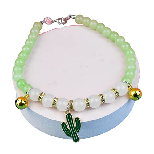 Roadoor Hunde Halskette Verstellbare Kaktusanhänger mehrere Farben Bunte Haustierhund Imitation Perlen Halskette Dekor Party Gunst Grün von Roadoor