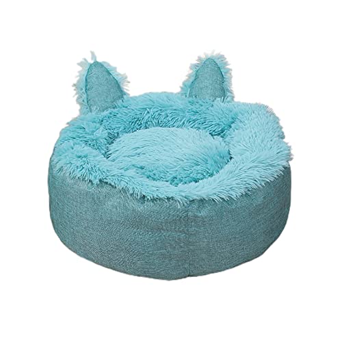 Roadoor Katzenbett, einfarbig, rutschfeste Unterseite, abnehmbare Katzenmatte, bequem, warm, maschinenwaschbar, Haustierbett, Katze, Hund, universelles Schlafnest für Winter und Herbst, Blau 45 cm von Roadoor