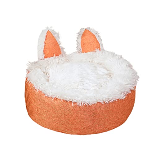 Roadoor Katzenbett, einfarbig, rutschfeste Unterseite, abnehmbare Katzenmatte, bequem, warm, maschinenwaschbar, Haustierbett, Katze, Hund, universelles Schlafnest für Winter und Herbst, Orange, 35 cm von Roadoor