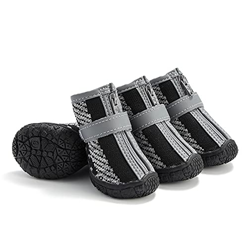 Schneeschuhe für Hunde, Pfoten, Hundeschuhe, Haustierschuhe, Reißverschluss, rutschfest, atmungsaktiv, Haustier-Hunde-Netz-Sneakers für lässige Hunde, Sneaker, weiche Sohle, Haustierbedarf – Grau 1 Schneeschuhe für Hunde, Pfoten, Hundeschuhe, Haustierschuhe, Reißverschluss, rutschfest, atmungsaktiv, Haustier-Hunde-Netz-Sneakers für lässige Hunde, Sneaker, weiche Sohle, Haustierbedarf – Grau 1 von Roadoor