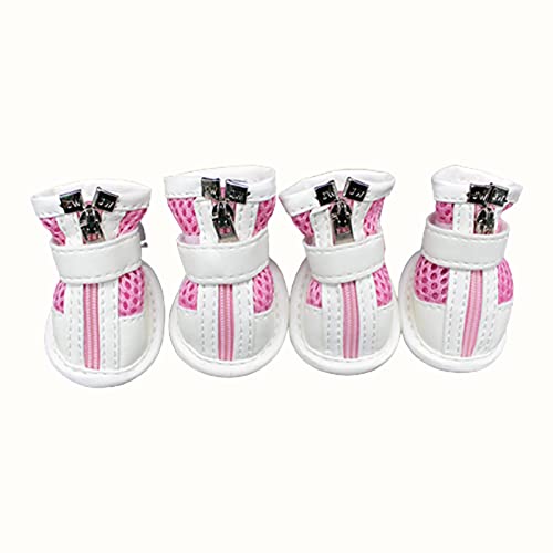 Schneeschuhe für Hunde, Pfoten Hundeschuhe Haustier Welpen Teddy Mesh Reißverschluss Sneakers Atmungsaktiv Magic Tape Verschluss Katze Hund Schuhe - Rosa 05 von Roadoor