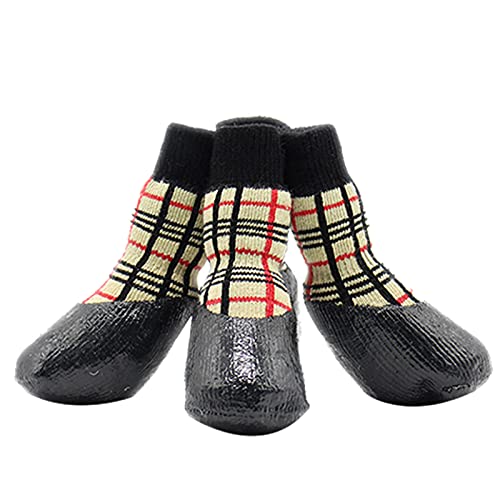 Schneeschuhe für Hunde, Pfoten Hundestiefel Haustier Pfotenschutz Wasserdicht Waschbar Baumwolle rutschfest Welpen Socken Schuhe für Outdoor Hundestiefel Wasserdicht für Hund - Strip 3 von Roadoor